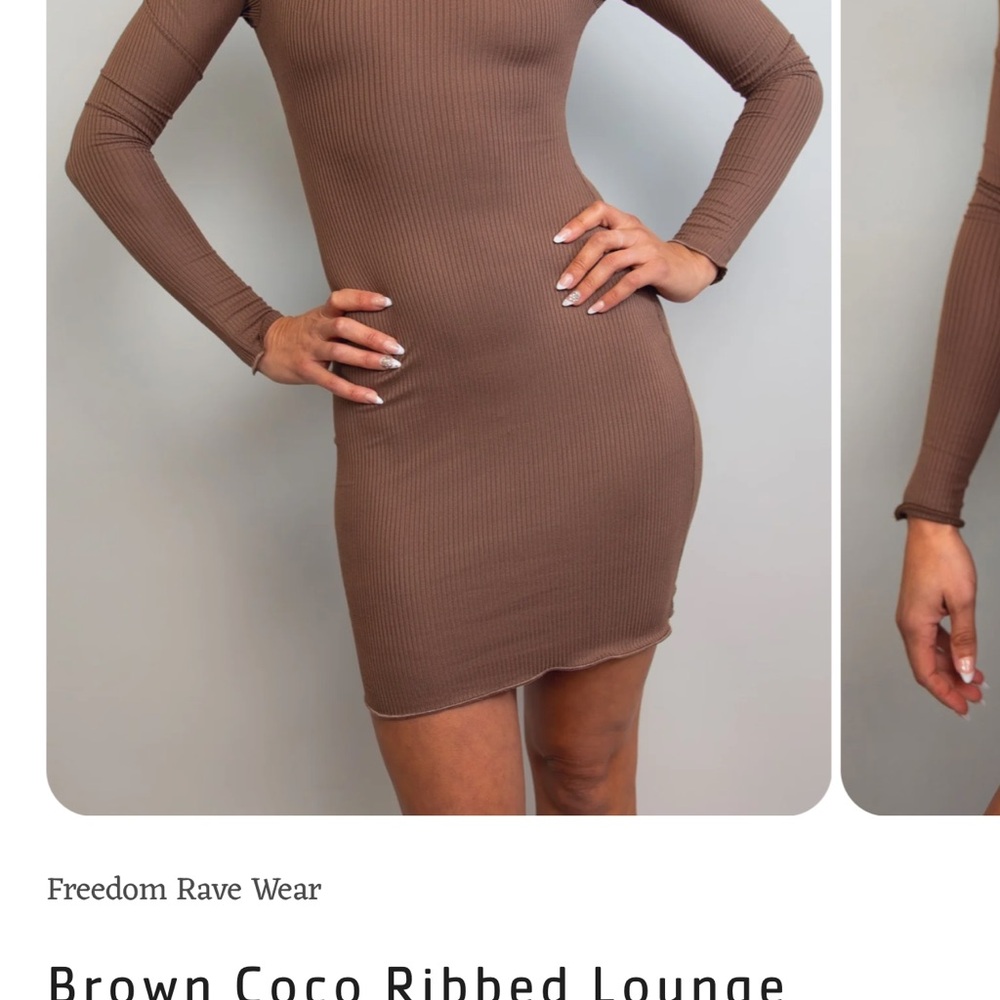 Brown Ribbed Lounge Dress